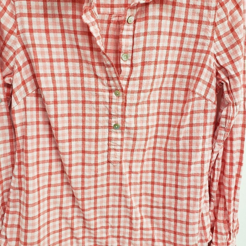 Vineyard Vines Quarter Button Up Gingham Top Size 6 - Picture 4 of 6